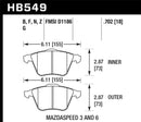 Hawk HPS 5.0 Street Front Brake Pads - 2007-2013 Mazda 3 Mazdaspeed - HB549B.702