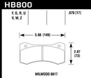 Hawk DTC-30 Race Rear Brake Pads - Wilwood 17mm 6617 Claliper - HB800W.670