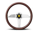 MOMO Grand Prix 350mm Mahogany Wood Steering Wheel with Brushed Spokes