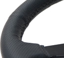 NRG 350mm sport steering wheel (1.5' deep) black Perforated Leather with Black stitching - Matte Black Solid Spokes - RST-037MB-PR