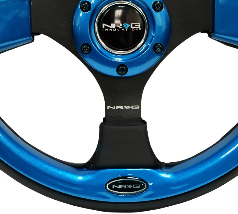 NRG Reinforced Steering Wheel- 320mm Sport Steering Wheel w/ Blue Trim - RST-001BL