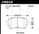Hawk Ceramic Street Rear Brake Pads - 09-10 Audi A4/Quattro / 08-11 A5 Quattro / 09-11 Q5 - HB642Z.658