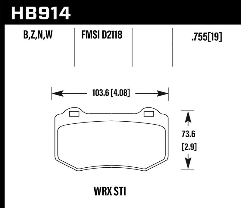 Hawk DTC-30 Race Rear Brake Pads - 2018 Subaru WRX STI - HB914W.580