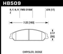 Hawk HPS 5.0 Street Front Brake Pads - 2013-2014 Chrysler 200 (w/XR1 Brakes) - HB509B.678
