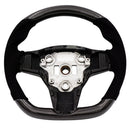 Blox Racing Tesla Model 3 and Y Carbon/Alcantara Steering Wheel Red Stitching - BXSW-60010-R
