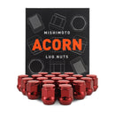 Mishimoto Steel Acorn Lug Nuts M12x1.50 - 20pc Set - Red - MMLG-AC1215-20RD