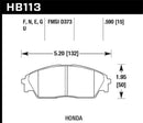 Hawk HPS Street Front Brake Pads - Honda/ Acura 88-91 Civic Wagon/90-91CRX Si/ 88-90 Prelude S - HB113F.590