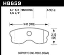 Hawk DTC-70 Race Rear Brake Pads - 10-12 Chevy Corvette Grand Sport / 06-12 Corvette Z06 - HB659U.570