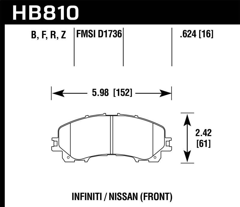 Hawk Ceramic Street Front Brake Pads - 14-17 Infiniti Q50 - HB810Z.624