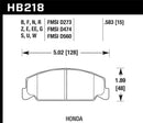 Hawk HP+ Sport Front Brake Pads - 88-89 Civic Si / 92-00 Civic CX / 88-00 DX / 98-00 GX B9636 - HB218N.583