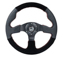 NRG Reinforced Steering Wheel- 320mm Sport leather / Suede Steering Wheel w/ red stitch - RST-012R/S-RS