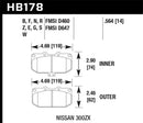 Hawk Ceramic Street Front Brake Pads - 06-07 WRX / 89-96 Nissan 300ZX / 89-93 Skyline GT-R - HB178Z.564