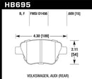 Hawk HPS Street Rear Brake Pads - 12 Audi A3 / 11-12 VW Golf GTI/Jetta S/Jetta SE/Jetta SEL/Jetta TDI - HB695F.609