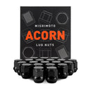 Mishimoto Steel Acorn Lug Nuts M12x1.50 - 20pc Set - Black - MMLG-AC1215-20BK