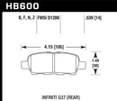 Hawk HPS Street Rear Brake Pads - Infiniti G35 Sport/G37 / 08-10 Nissan Rogue / 07-09 Sentra SE-R / 10 Sentra SE-R M/T - HB600F.539