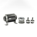 DeatschWerks Stainless Steel 10 Micron Inline Fuel Filter Housing Kit, 5/16 Inch Hose Barb, 70mm