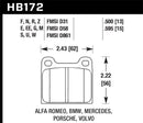 Hawk DTC-60 Race Front or Rear Brake Pads - 63-65 Porsche 356 / 69-83 911 / 64-72 912 - HB172G.595