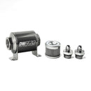 DeatschWerks Stainless Steel 6AN 100 Micron Inline Fuel Filter Housing Kit (70mm)