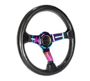 NRG CARBON FIBER STEERING WHEEL350mm 1.5" Deep Dish with Neochrome Center Spoke - ST-010MC-CF