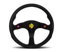 MOMO R1980/35S MOD80 350mm Black Suede Steering Wheel with Black Spokes