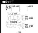 Hawk HPS 5.0 Street Front Brake Pads - 1987-1993 Ford Mustang GT 5.0 - HB263B.650