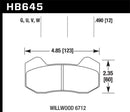Hawk DTC-50 Race Brake Pads - Wilwood 6712 Calipers - HB645V.490