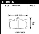 Hawk HPS Street Front Brake Pads - 13-17 Lexus GS350/GS350 F Sport / 12-17 Lexus IS350 - HB864F.661