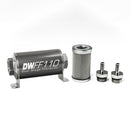 DeatschWerks Stainless Steel 10 Micron Inline Fuel Filter Housing Kit, 5/16in Hose Barb (Part Number 8-03-110-010K-516)