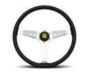 MOMO California 360 mm Steering Wheel with Black Leather and White Stitching