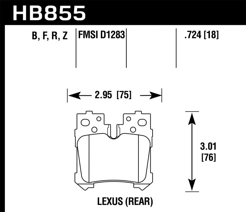 Hawk Ceramic Street Rear Brake Pads - 07-17 Lexus LS460 / 08-16 Lexus LS600h - HB855Z.724