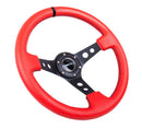 NRG Reinforced Steering Wheel - 350mm Sport Steering Wheel (3" Deep) Black Spoke with Suede finish and Black Stitch - RST-006RR-BS-B