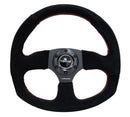 NRG Reinforced Steering Wheel - Suede Leather Steering Wheel w/ RED stitch - RST-009S-RS