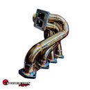 SpeedFactory Racing Forward Facing H2B Outlaw Turbo Manifolds - T4 Divided,  Single 60mm Tial Wastegate Flange - SF-04-029-Tial