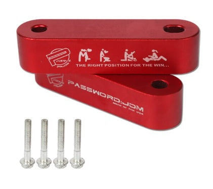 Hood Risers Kit Hood Riser Kit Billet Aluminum - 2Pc w/ Washer - Red - HR001RD