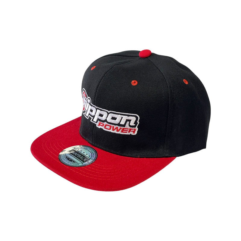 Nippon Power Logo Snap Back Cap - BLACK w/ RED BILL - CAP003