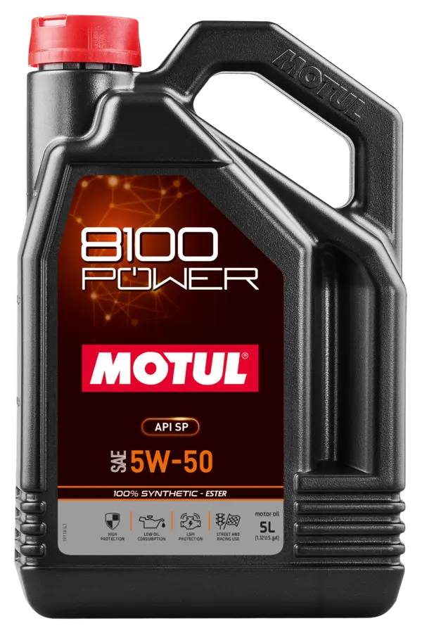 Motul 8100 Power Motor Oil 5W50 - 5L (1.3 gal.) - 111812