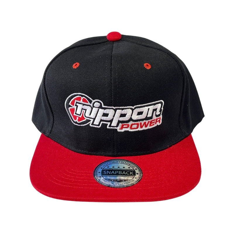 Nippon Power Logo Snap Back Cap - BLACK w/ RED BILL - CAP003