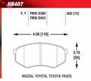Hawk HPS Front Pad - Mazda, Toyota - HB407F.602-XXX **CLEARANCE**