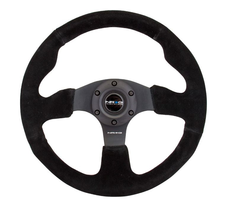 NRG Reinforced Steering Wheel - Suede Steering Wheel 320mm w/ BLACK stitch - RST-012S