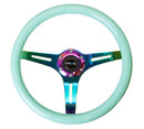 NRG Classic Wood Grain Wheel - 350mm 3 Neochrome spokes - Minty Fresh Color - ST-015MC-MF