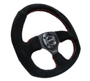 NRG Reinforced Steering Wheel - Suede Leather Steering Wheel w/ RED stitch - RST-009S-RS