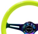 NRG Classic Wood Grain Wheel, 350mm 3 Neochrome spokes-Neon YELLOW Color - ST-015MC-NYW