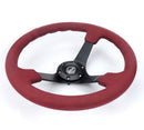 NRG Reinforced Steering Wheel - 350mm sport steering wheel (3' deep) Burgundy Alcantara with Black baseball stitching - Matte Black spoke - RST-036MB-BUA