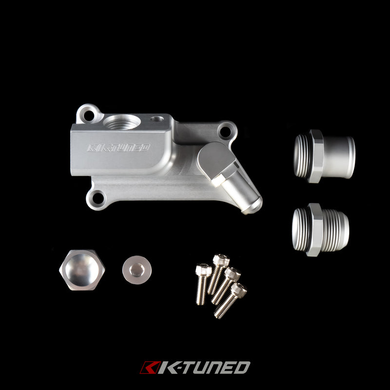 K-Tuned NEW - K24 Upper Coolant Housing w/o Filler Neck - Includes Hose End and 16AN - KUW-24S-N01