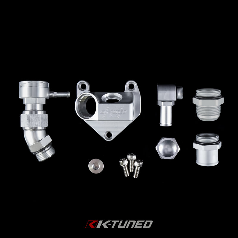 K-Tuned K24Z Upper Coolant Housing w/ Filler Neck - Includes Hose End and 16AN - KUW-24Z-F02