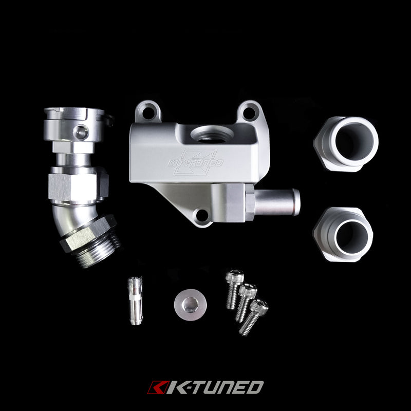 K-Tuned K24Z Upper Coolant Housing Straight Inlet w/ Filler Neck - Includes Hose End and 16AN - KUW-4ZS-F02