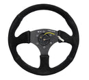 NRG Reinforced Steering Wheel- 350mm Sport Suede Racing ( 2.5" Deep) Comfort Grip, 5mm thick matte black spoke - RST-023MB-S