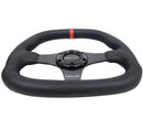 NRG CARBON FIBER STEERING WHEEL 320MM BLACK CARBON FIBER CENTER W/ Black STITCH RED CENTER MARK FLAT BOTTOM - ST-019CF-R