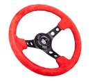 NRG Reinforced Steering Wheel - 350MM Sport Steering Wheel (3" Deep) - Red Suede - RST-006S-RR