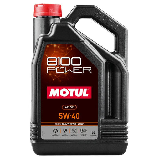 Motul 8100 Power Motor Oil 5W40 - 5L (1.3 gal.) - 111809